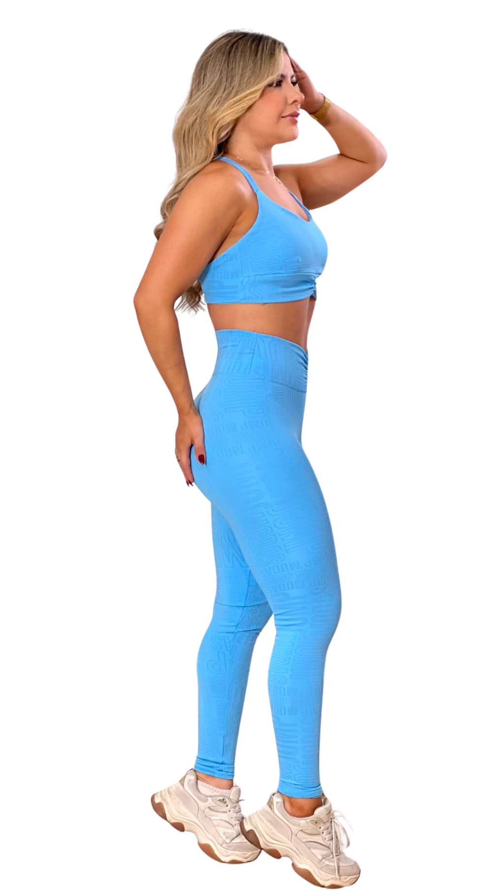 Top Fitness Cropped Azul com Textura Jump Modas