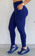 Legging Texturizada Azul Marinho com Bolso — Coleção Vibe