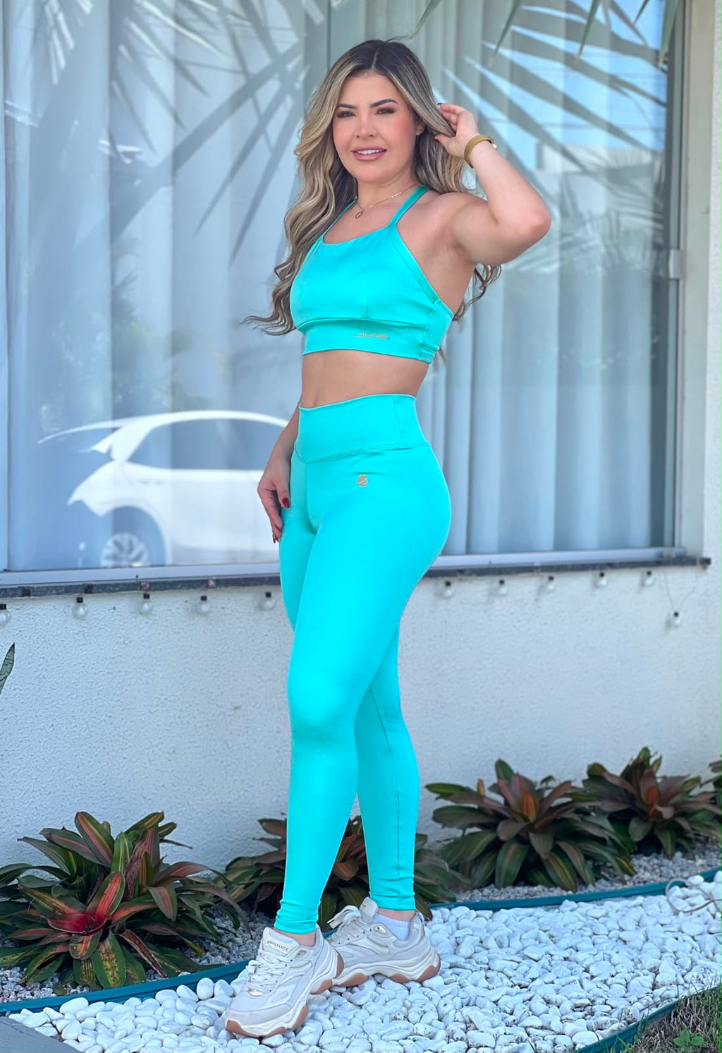 Top Cropped Strappy Turquesa — Coleção Vibe