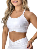 Top Fitness Cropped Branco com Textura Jump Modas