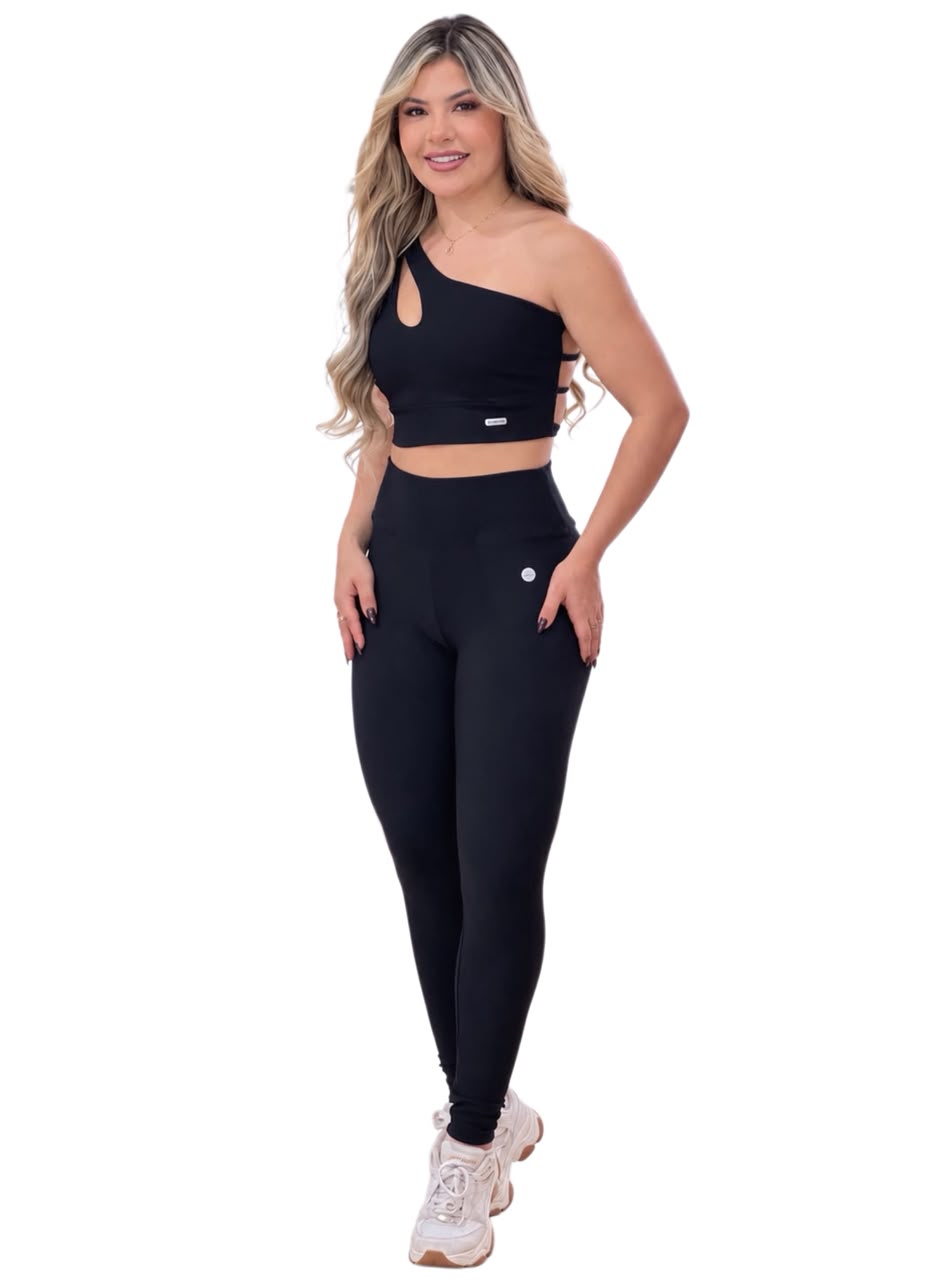 Legging Canelada Preta Cintura Alta