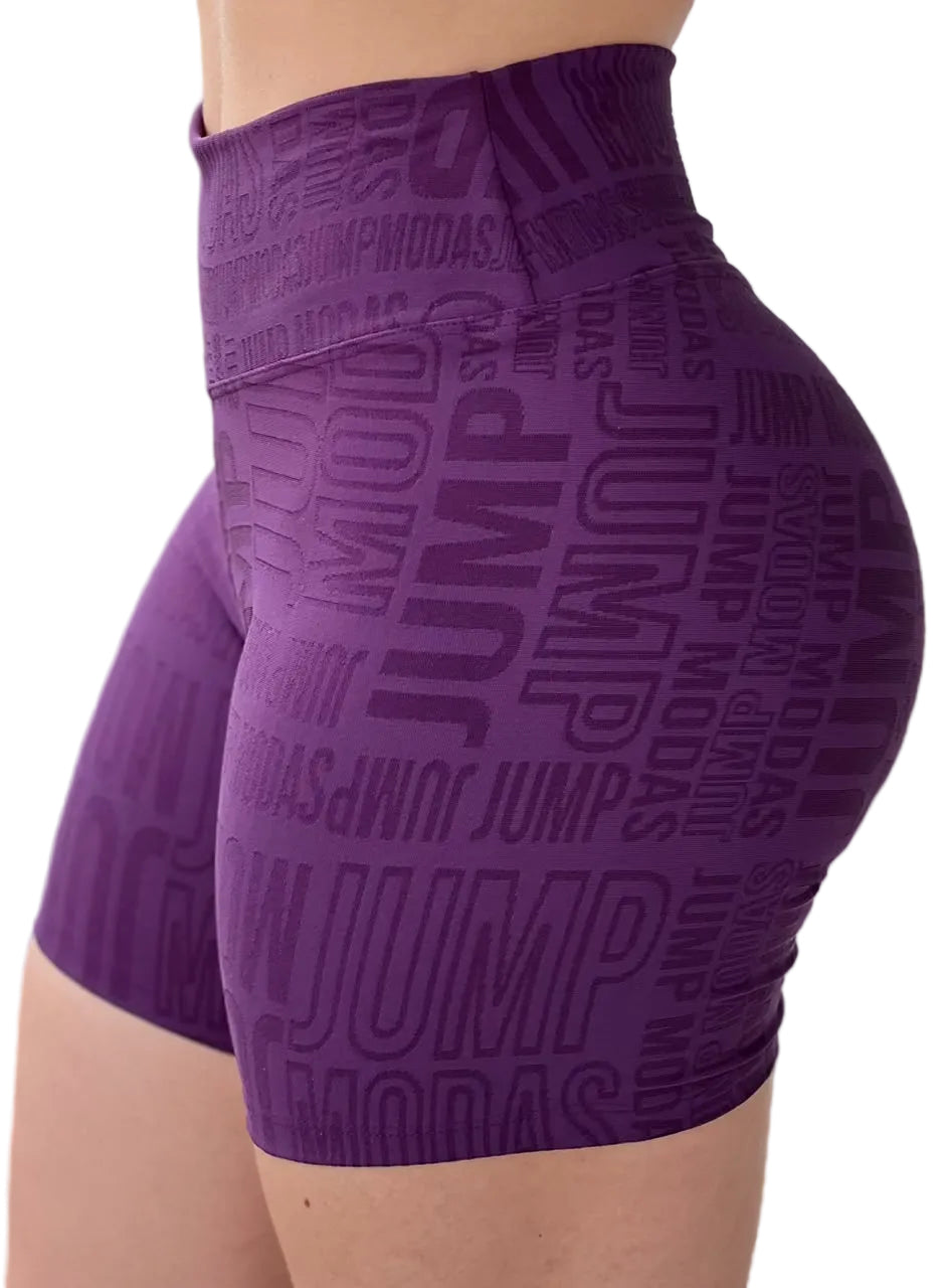 Bermuda Ciclista Roxo Uva Logo All-Over