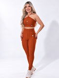 Legging Cintura Alta Ferrugem Texturizado 3D