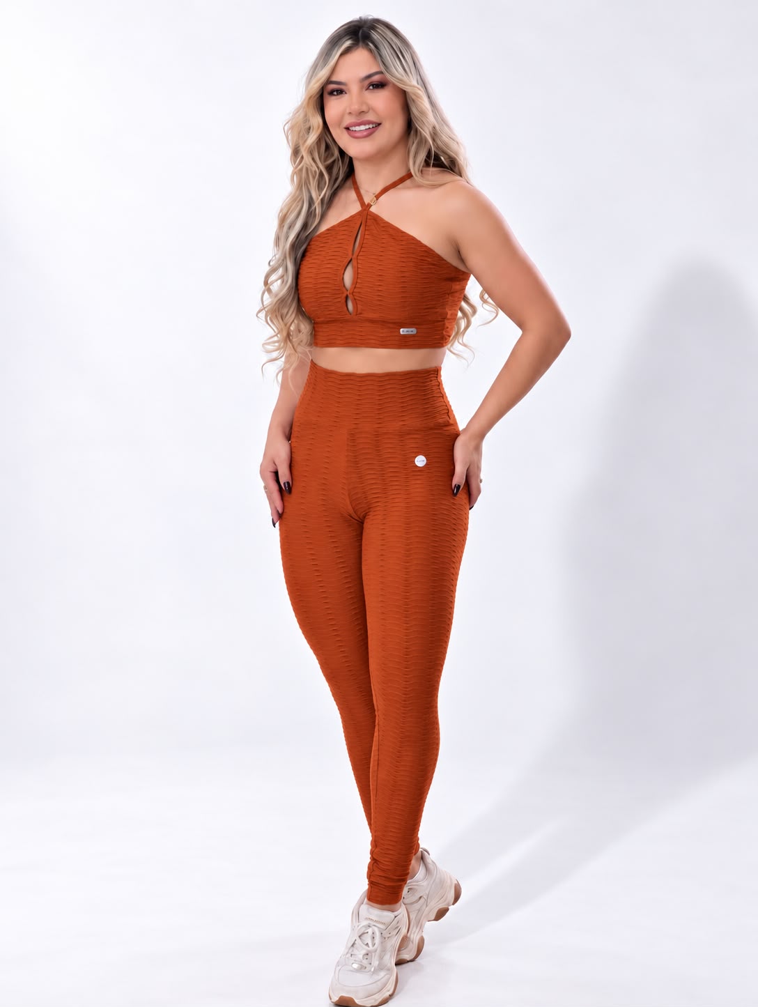 Legging Cintura Alta Ferrugem Texturizado 3D