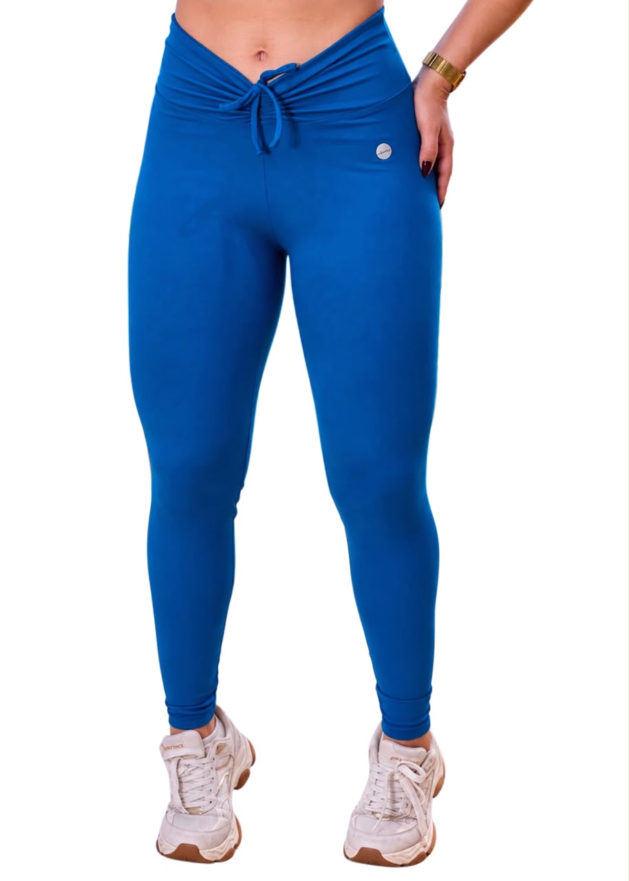 Legging Cintura Alta com Amarração Azul Petróleo