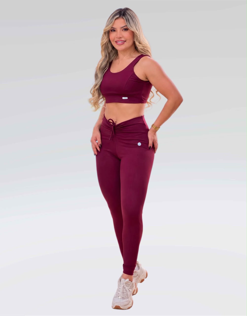 Legging Cintura Alta com Amarração Vinho