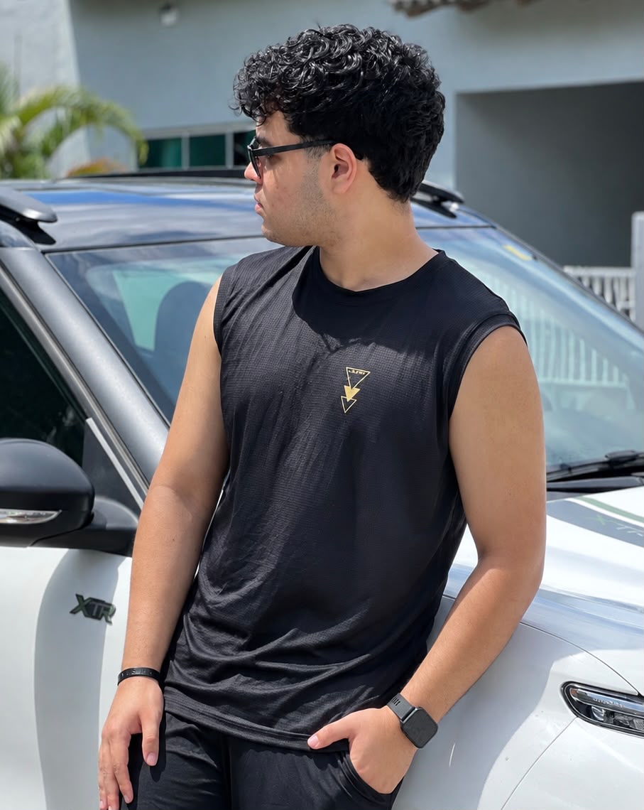 Machão Masculino Preto em Tela Perfurada