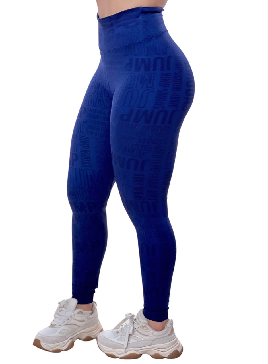 Legging Cintura Alta Azul Marinho Logo All-Over