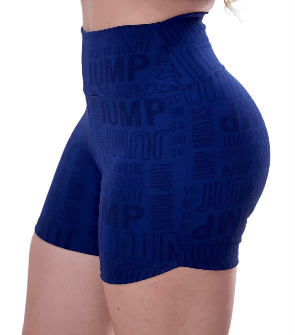 Short Cintura Alta Azul Marinho Logo All-Over