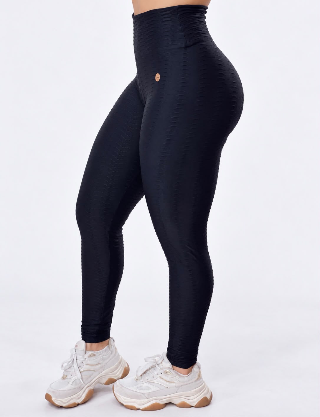Legging Cintura Alta Preta Texturizado 3D