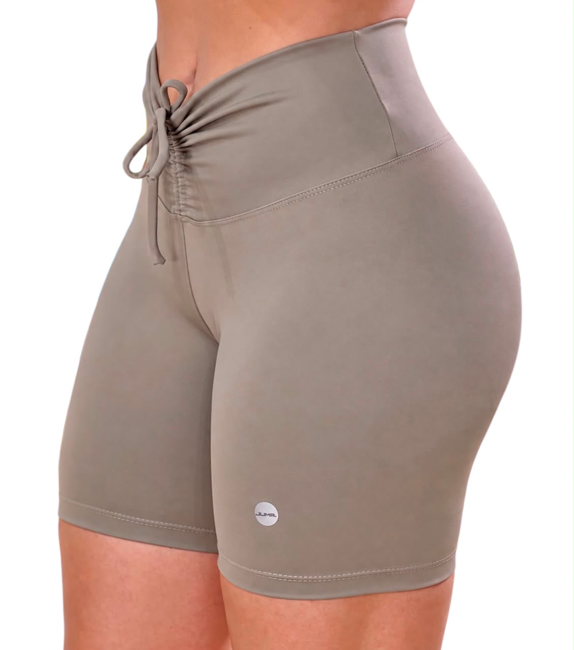 Short Cintura Alta com Amarração Bege Taupe