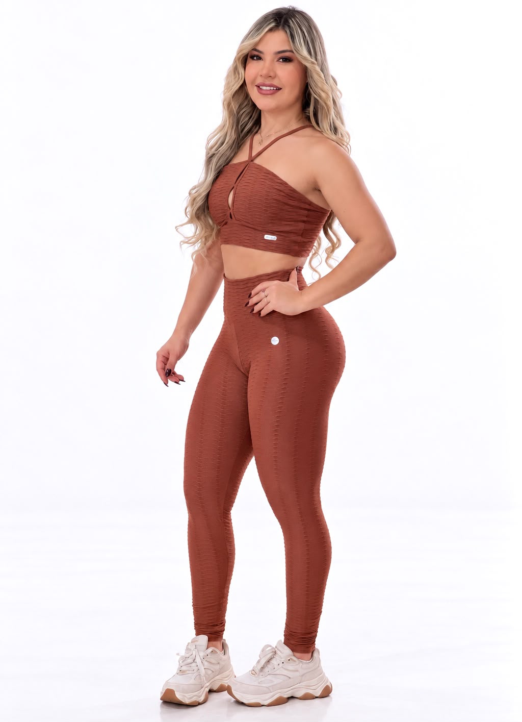 Legging Cintura Alta Terracota Texturizado 3D