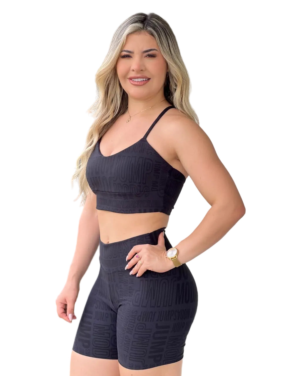 Top Alças Finas Preto Logo All-Over
