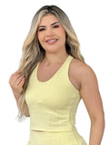 Top Regata Canelado Amarelo