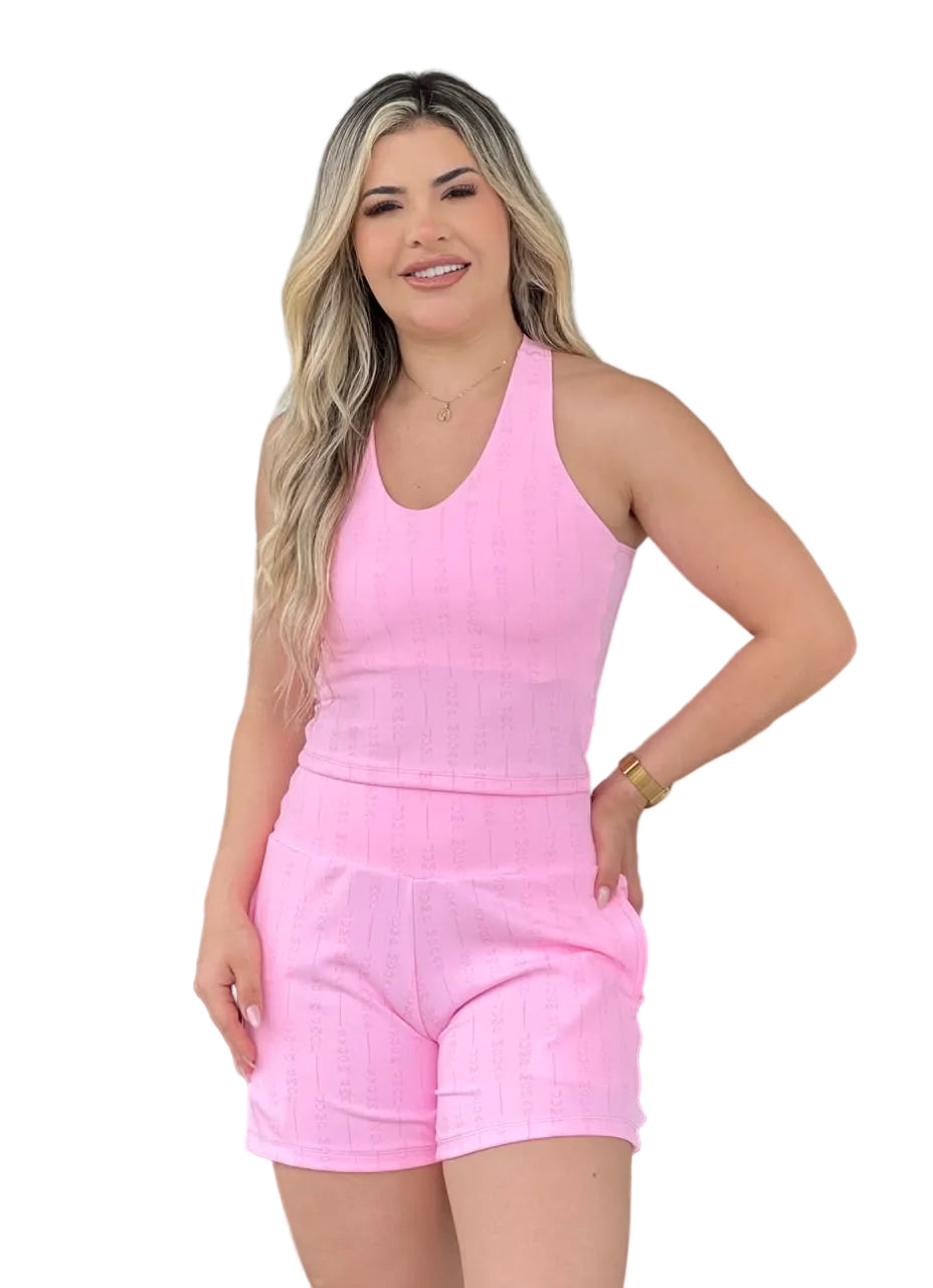 Top Regata Canelado Rosa