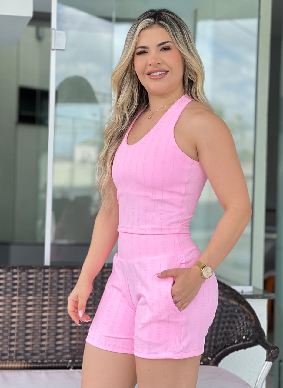 Top Regata Canelado Rosa