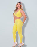 Top Decote V Amarelo com Tiras Laterais